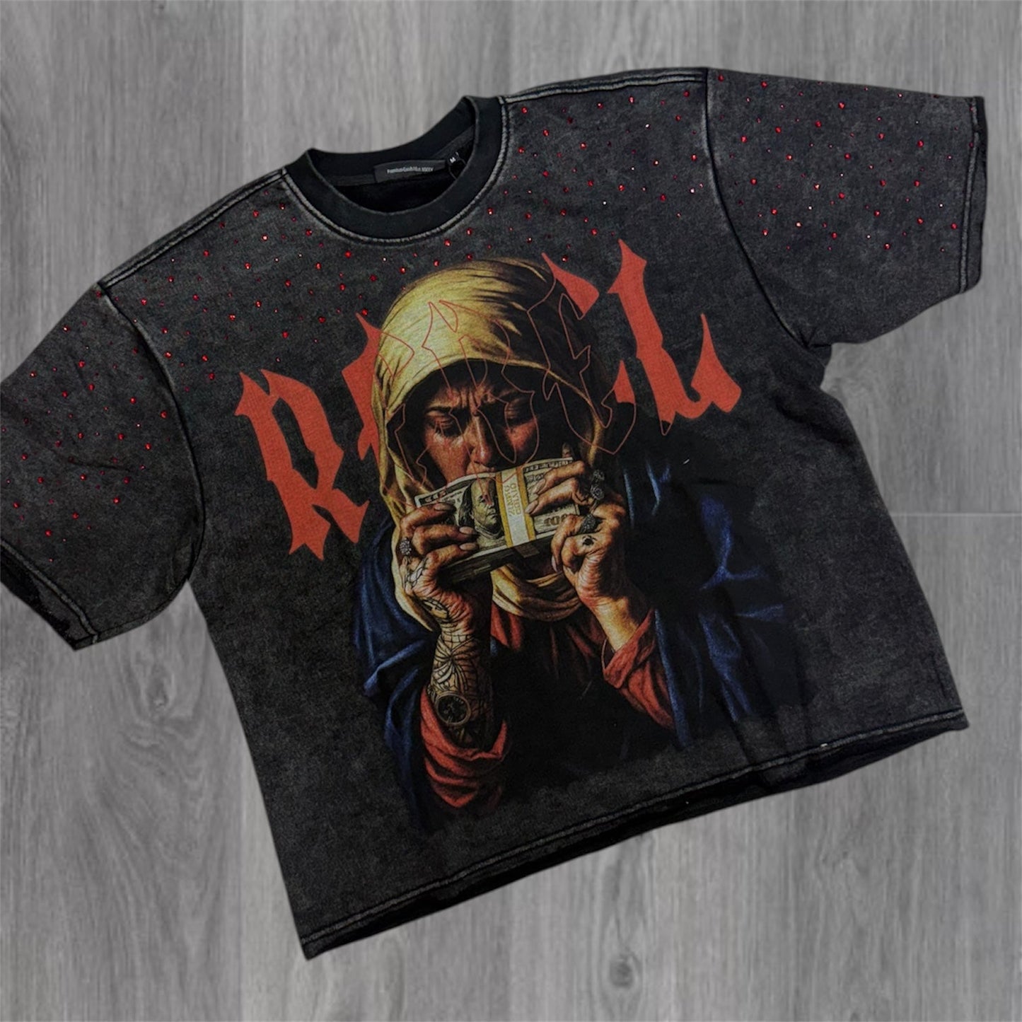 R - The Mood Rhinestone T-shirt - Black - 144