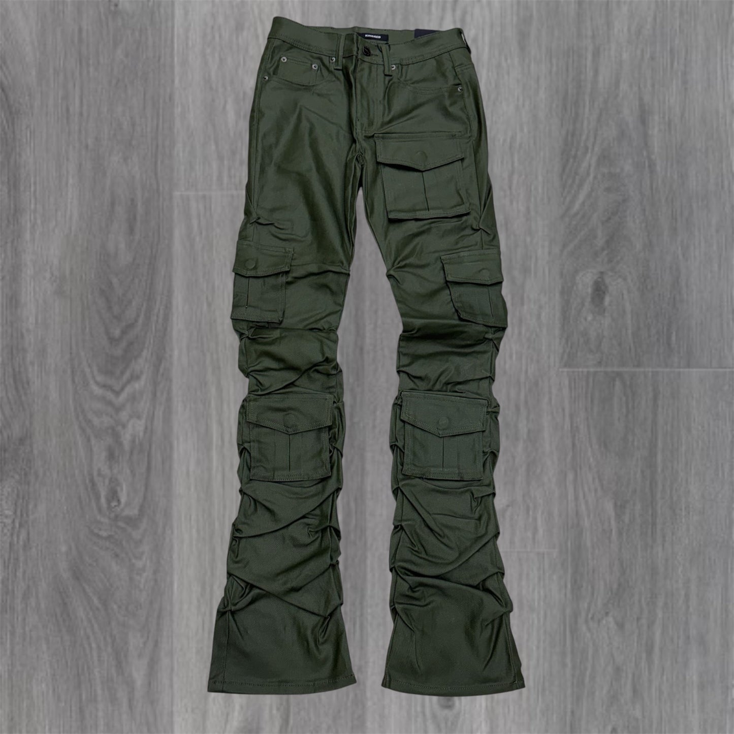 KD - Stacked Waxed Utility Denim - Coated Olive - 2056B