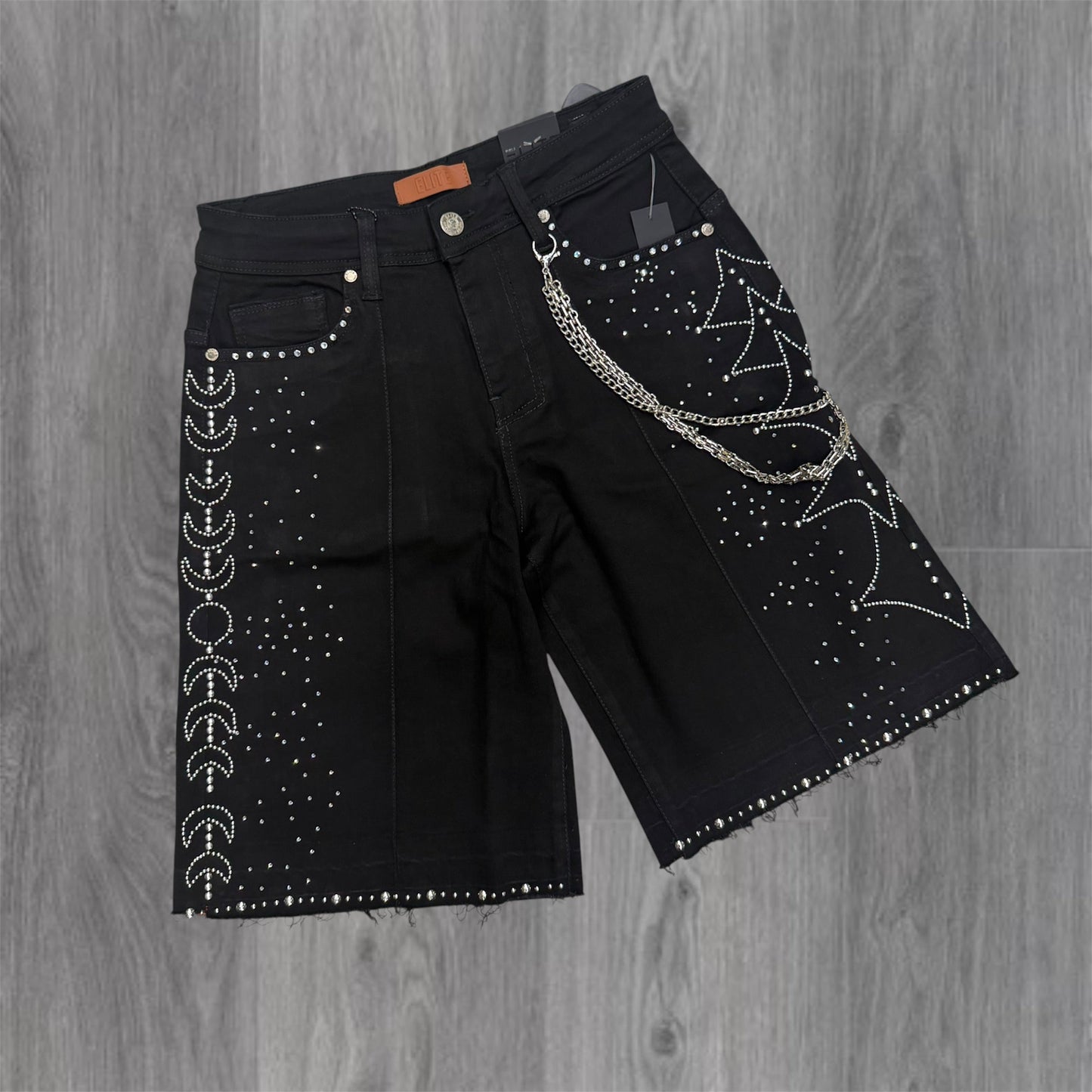 Elite - Moon Phase Denim Shorts - Jet Black 19481