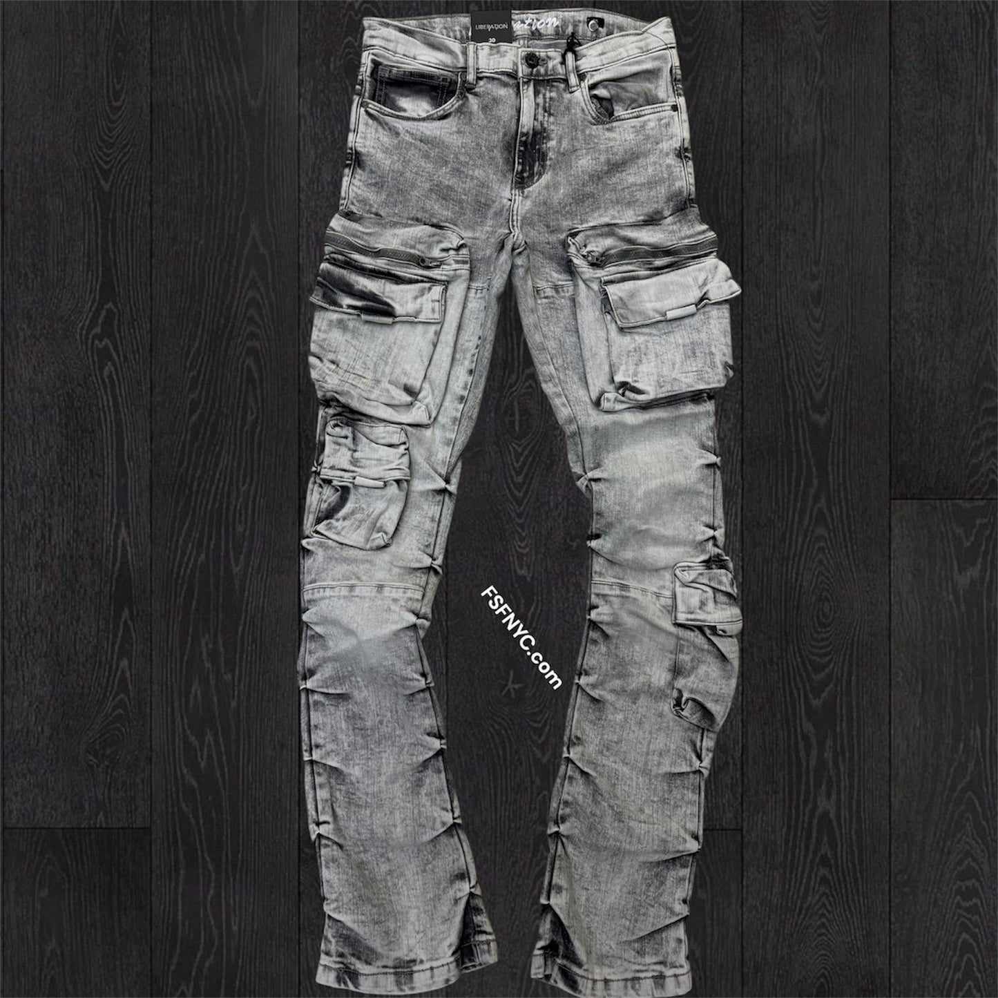 L - Stacked Cargo Pants - Grey - 7094
