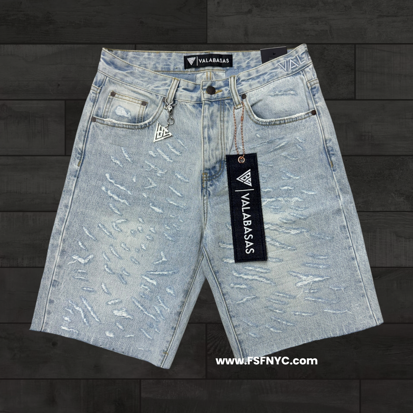 Valabasas - Scrape Jean Shorts - Light Blue Wash - 1007
