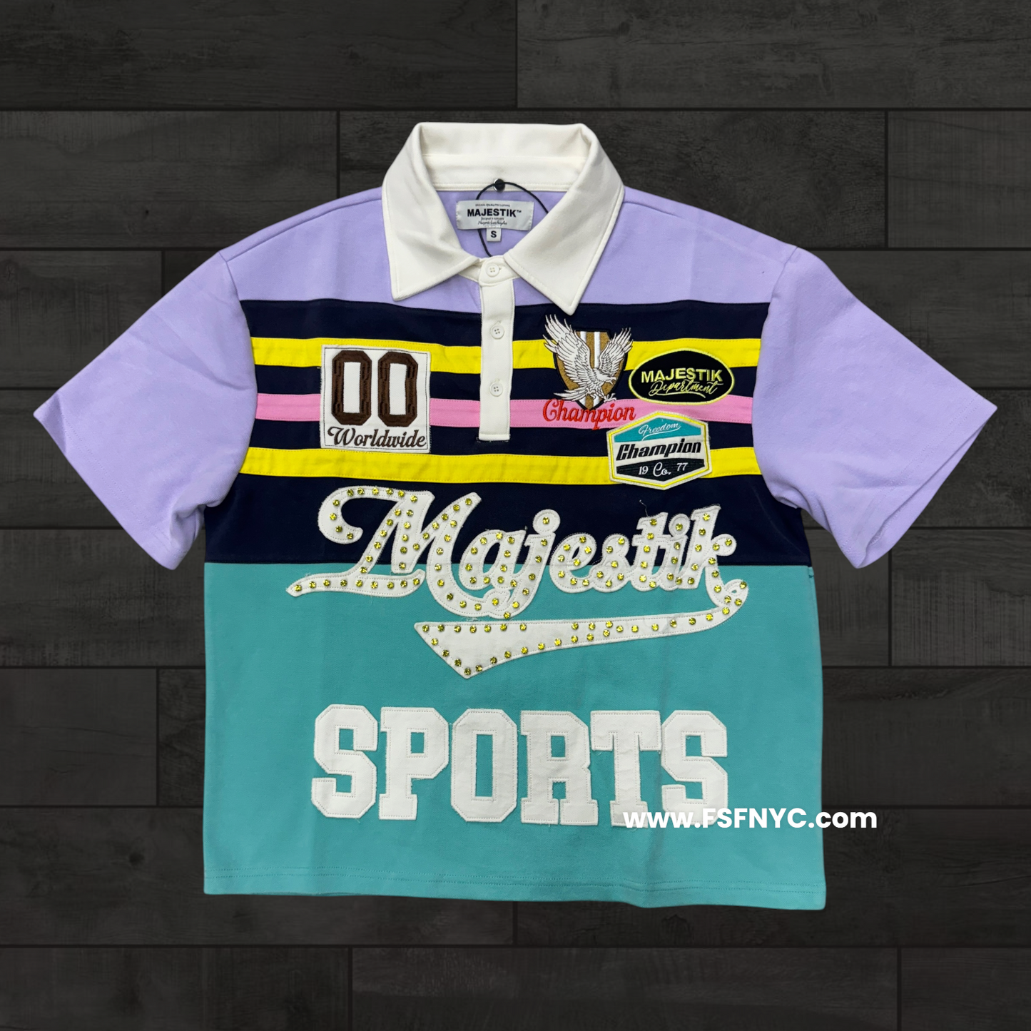 MJSTK - Pique Rhinestones Polo - Blue - 26104
