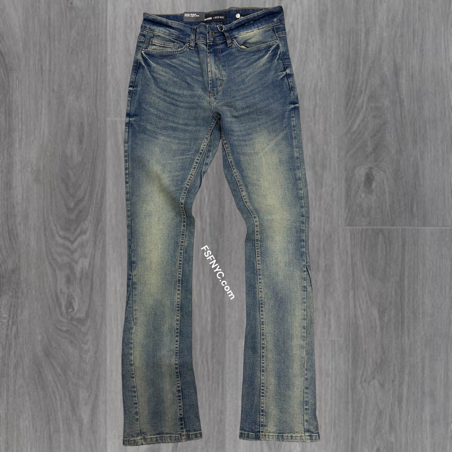 NARR - Stacked Fit Plain Denim - Light Teal - 80445