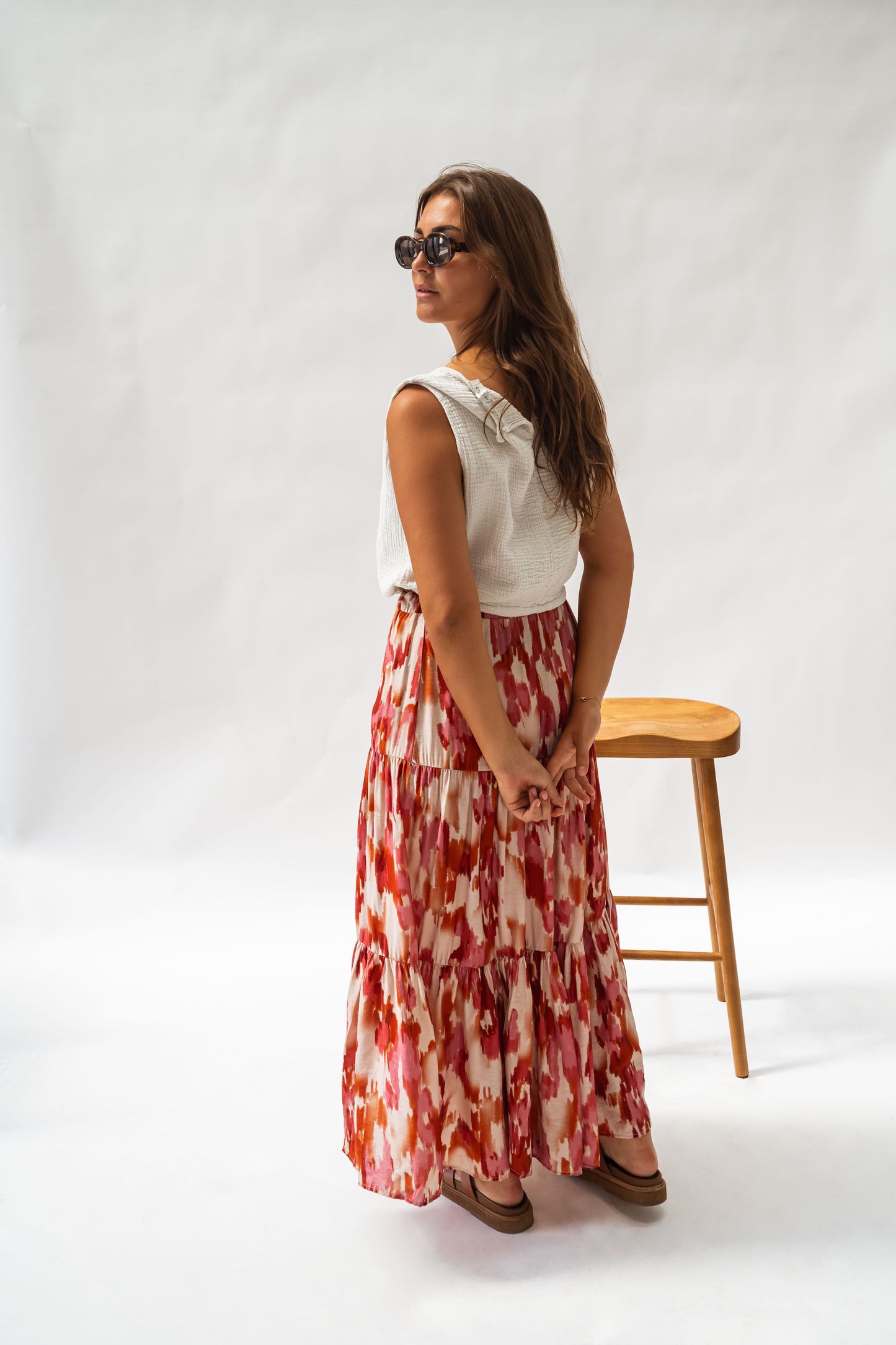 Red Patterned Nunza Skirt