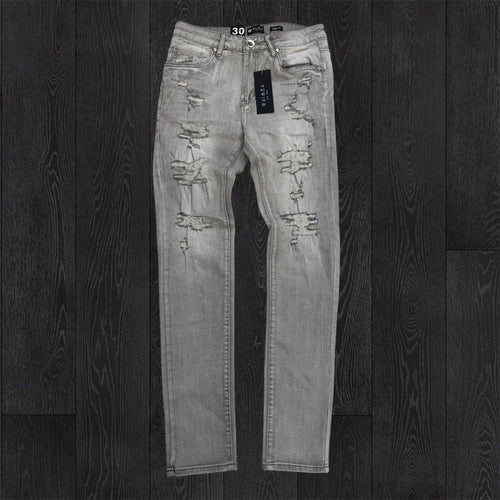 W - Distress Skinny Fit Denim - Grey Wash - M8770
