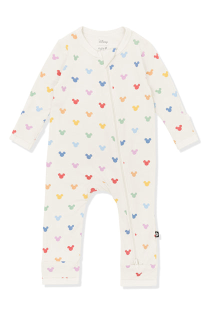 Zippered Romper in Pastel Mickey Mouse