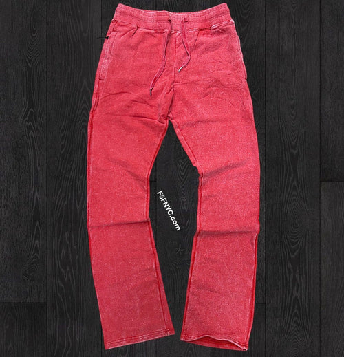 Narr - Mineral Wash Stacked Sweat Pants - Red - 0713