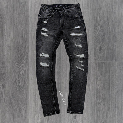 W - Distress Skinny Fit Denim - Charcoal W - M8856D