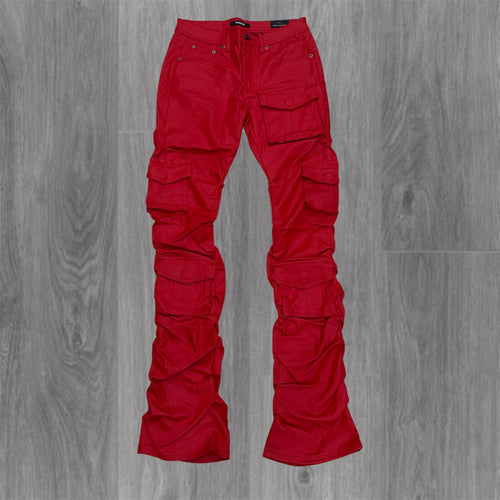 KD - Stacked Waxed Utility Denim - Coated Red -2056B