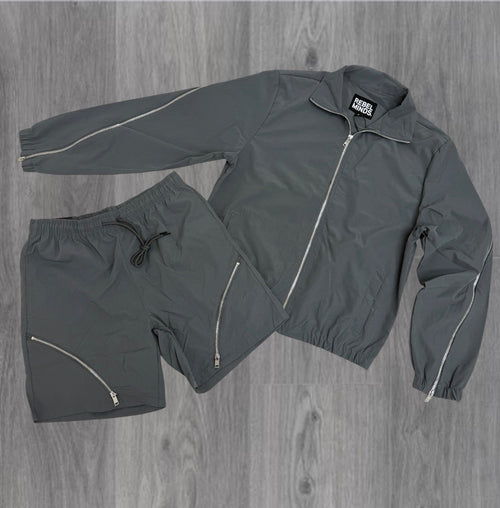 Rebel - SET - Zipper windbreaker Shorts & Jackets - Grey - 901501