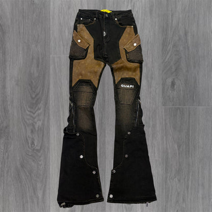 GUAPI - Stacked Cowhide Denim - Brown