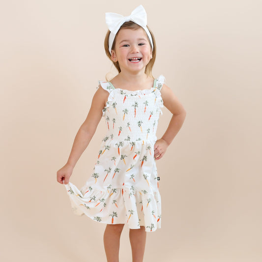 Smocked Dress in Carrot