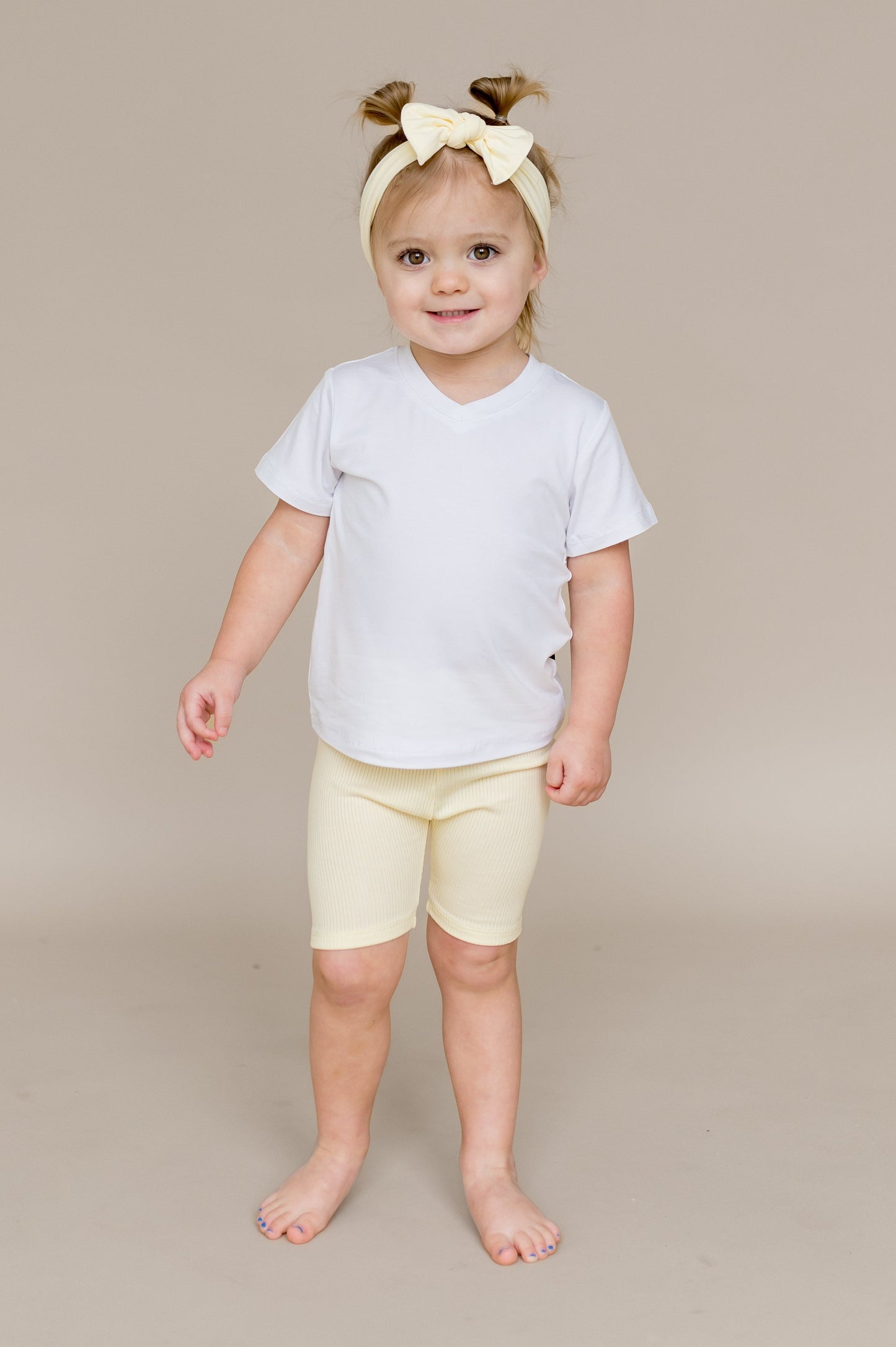 Ribbed Toddler Biker Shorts in Chamomile