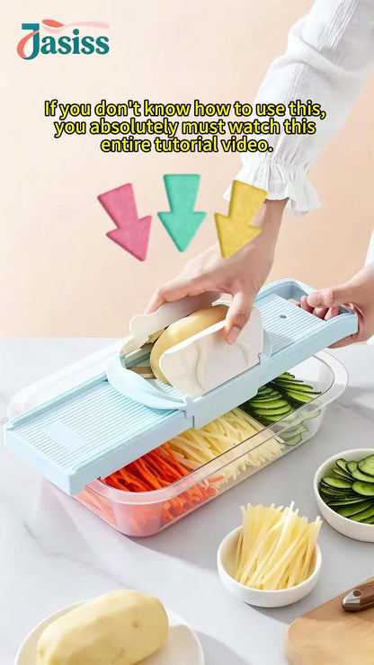 2 in 1 Handheld Vegetable & Meat Slicer | Adjustable Blade Shredder