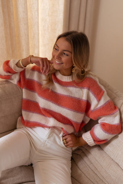 Orange and Purple Stripe Solvay Sweater