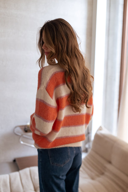 Orange and Purple Stripe Solvay Sweater