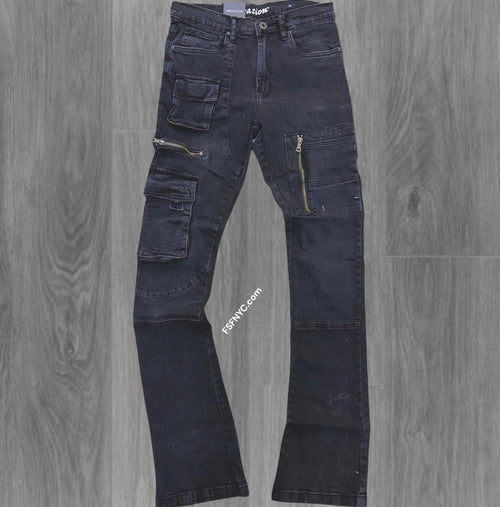 L - Stacked utility Pants - washed Black - 7095 ( size 30 only)