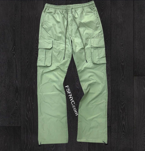Rebel - Striaght Fit NYLON Cargo PANTS - SAGE - 421