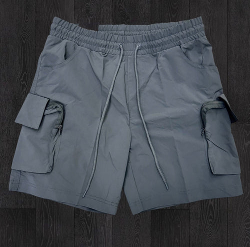 Rebel - Utility Nylon Shorts - Grey - 911