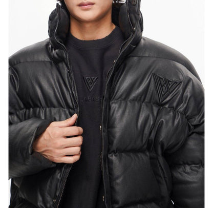 Valabasas - Oversized Bomber Puffer Waxed Jacket - Black - 1005