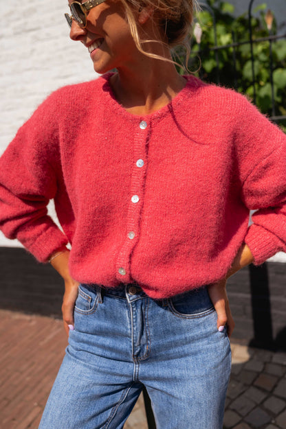 Raspberry Harris Cardigan