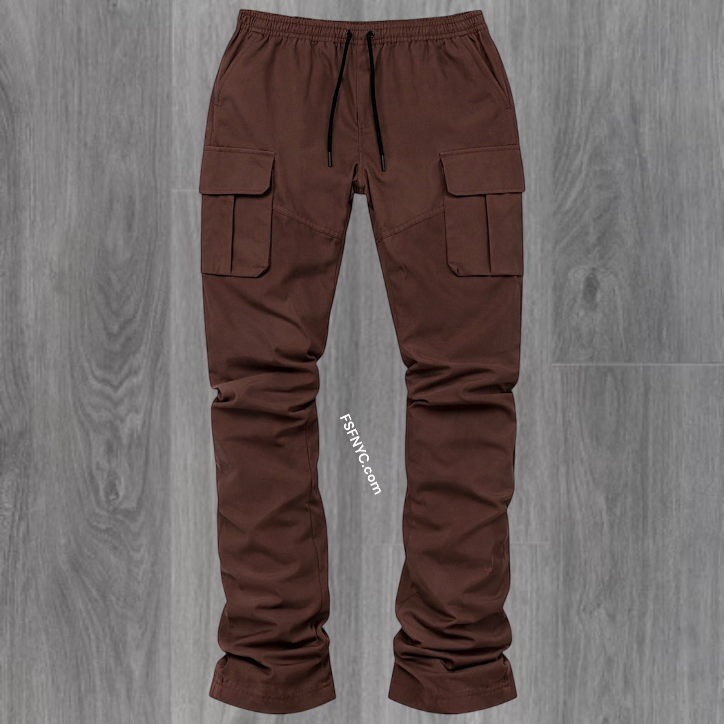 R - Stacked Flare Nylon Cargo - Brown - 422
