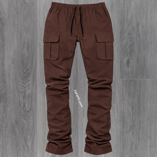 R - Stacked Flare Nylon Cargo - Brown - 422