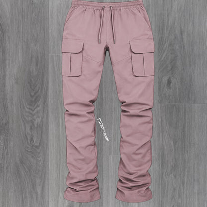 R - Stacked Flare Nylon Cargo - Dusty Pink - 422