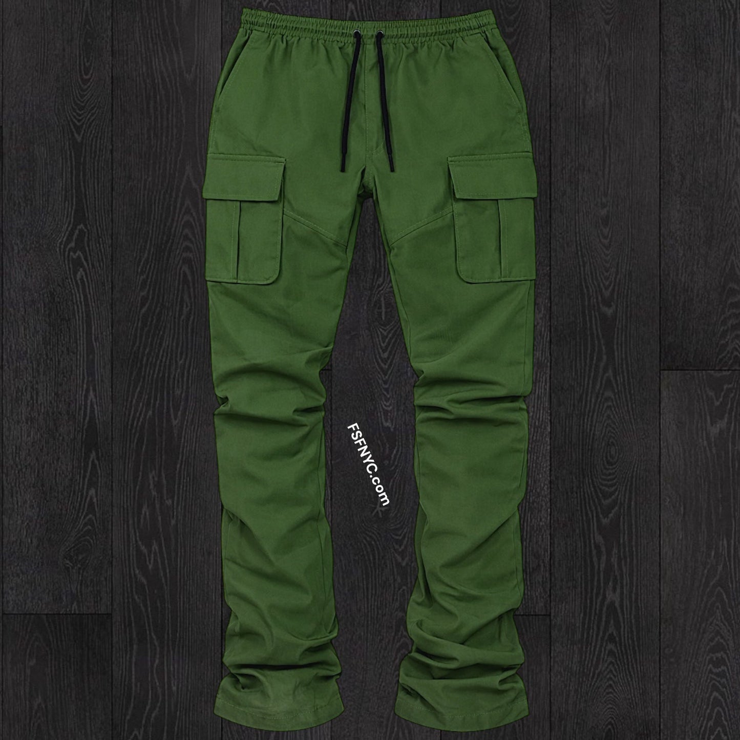 R - Stacked Flare Nylon Cargo - Olive - 422