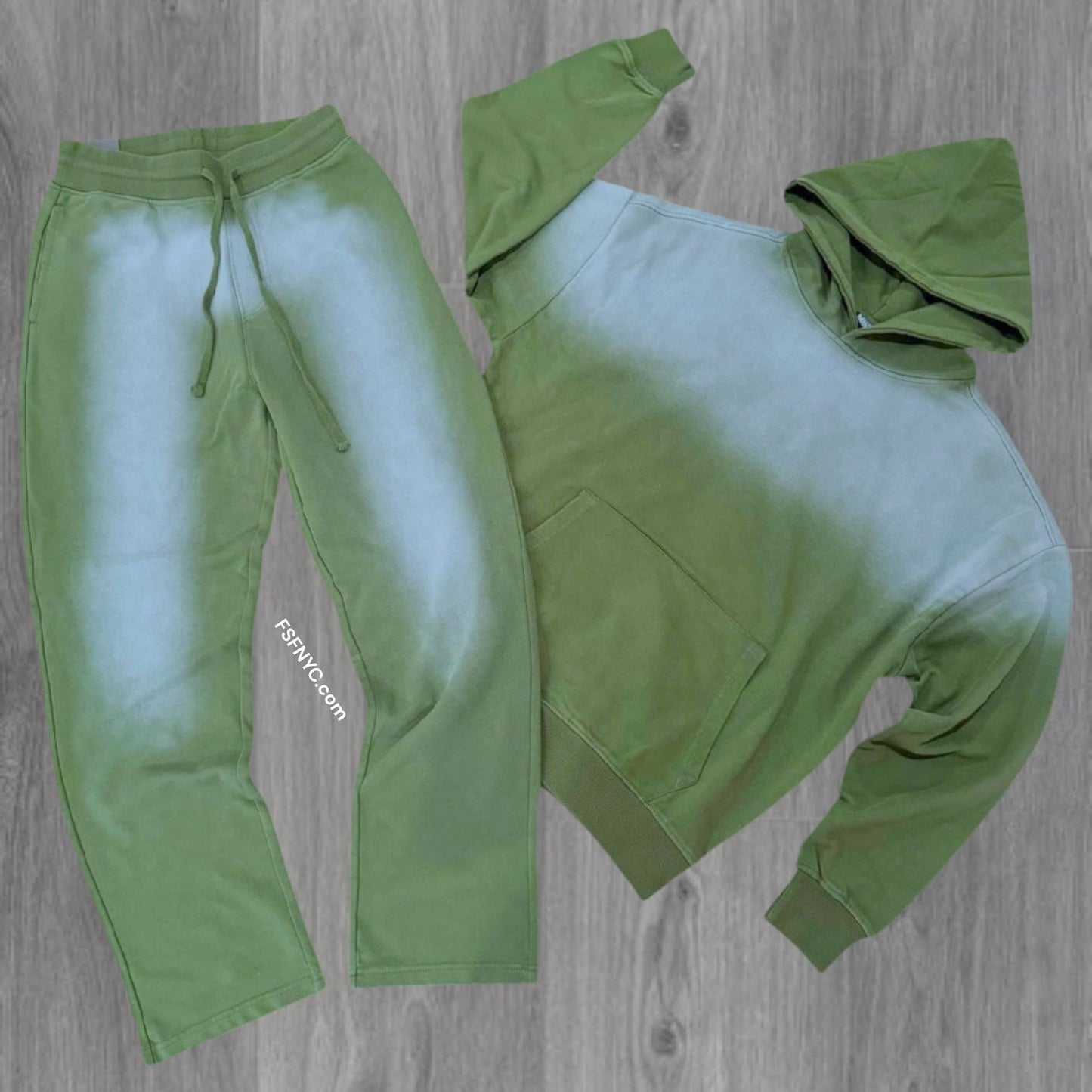 R - Fade Was Sweat Suit - Olive - 885