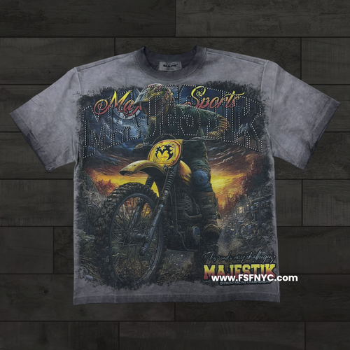MJSTK - Graphic Tee W/ Rhinestone - Grey - 26704