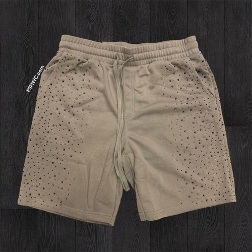 Rebel - Rhinestone Sweat shorts - Taup - 11965