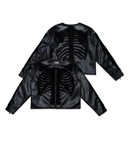 Vicious - BLACK (VEGAN LEATHER) SKELETON JACKET - VC771 (Go Up 1 Size ) zi