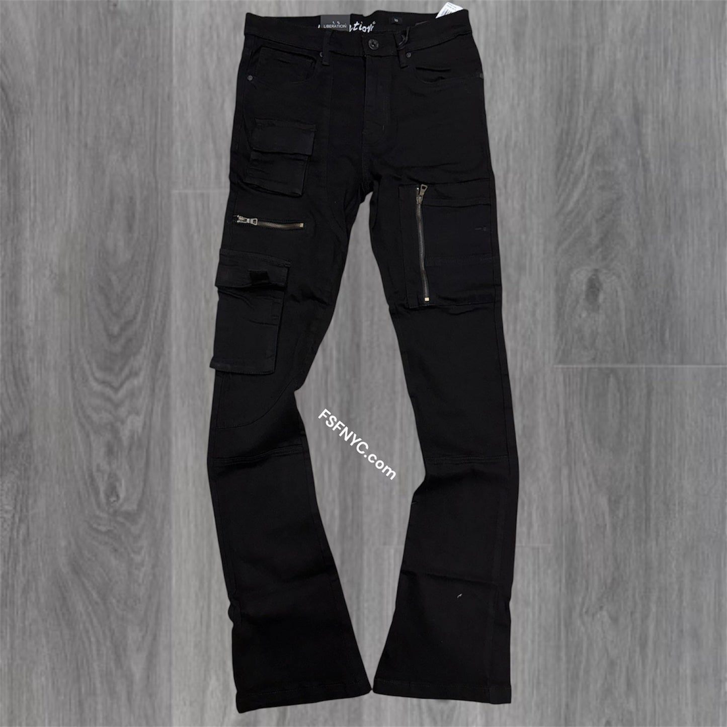L - Stacked utility Pants - Jet Black - 7095 ( size 30 only)