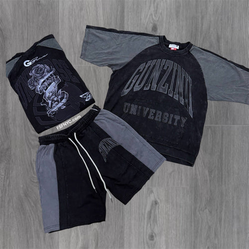 Gunzini - university short Set - Black - 1003
