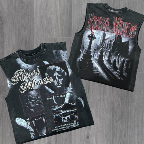 Dust Born Sleeveless Tee - Black - 11023