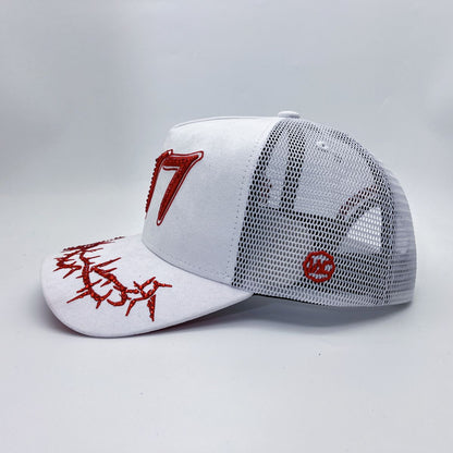 Hudson - “Chains” 777 Trucker hat - White Red V2