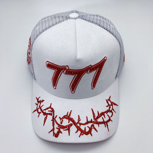 Hudson - “Chains” 777 Trucker hat - White Red V2