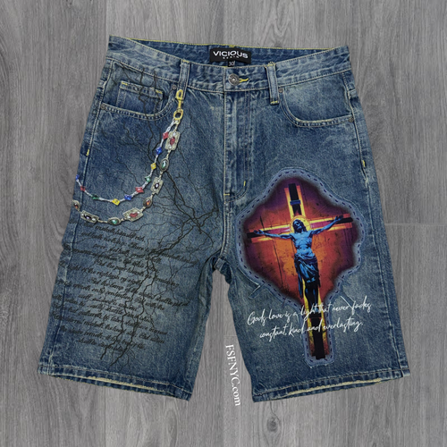 Vicious - Graphic Denim shorts- Dark tnt -vc1210