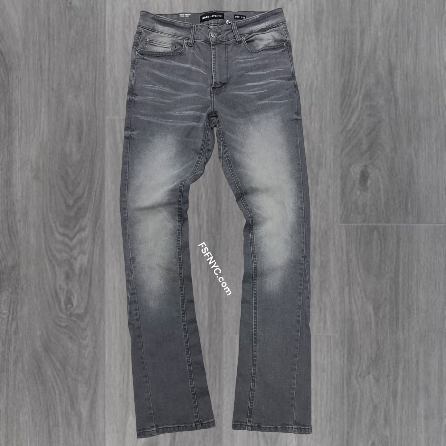 NARR - Stacked Fit Plain Denim - Grey - 80445