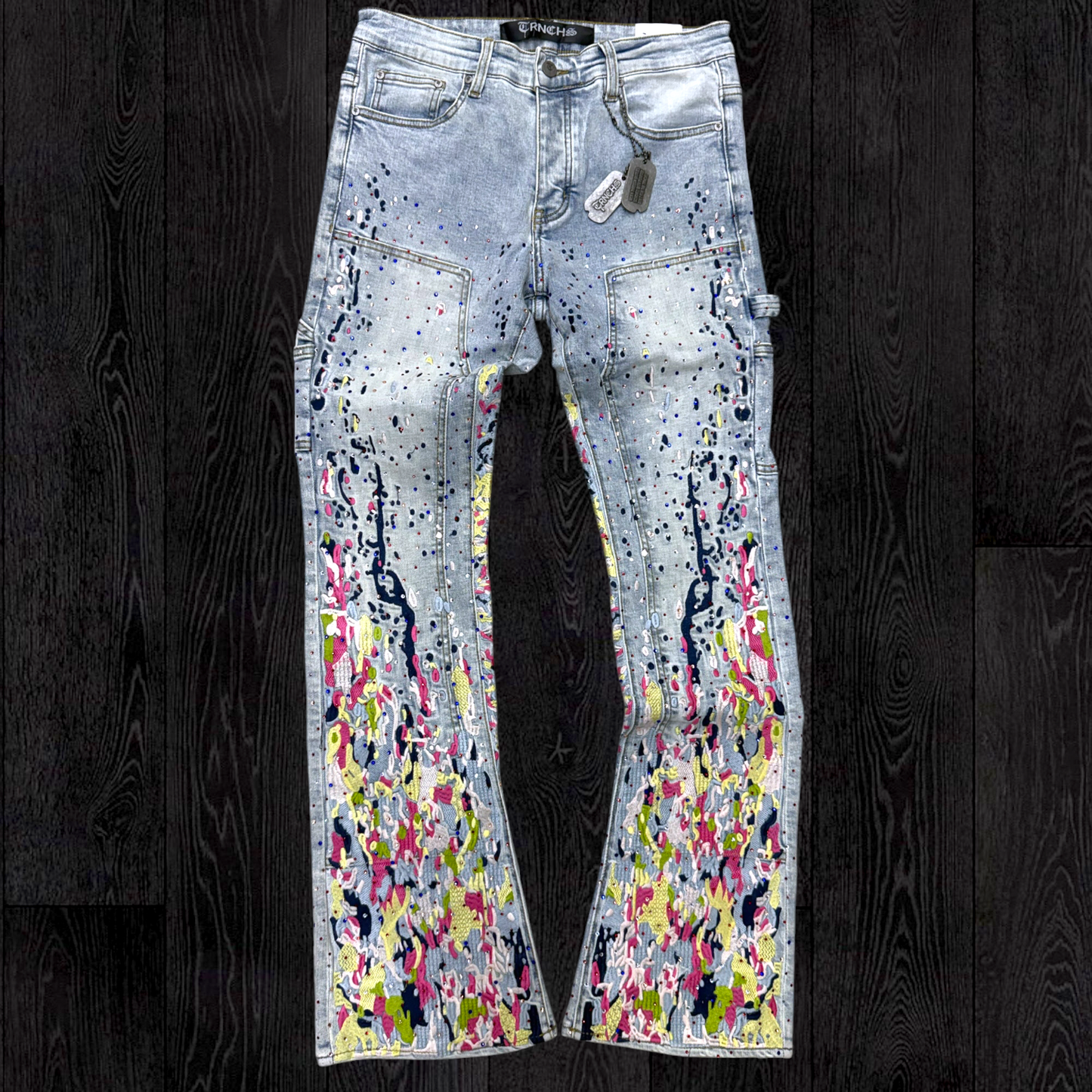 TRNCHS - Stacked Rhinestones Painter Denim - L.Blue - 0029