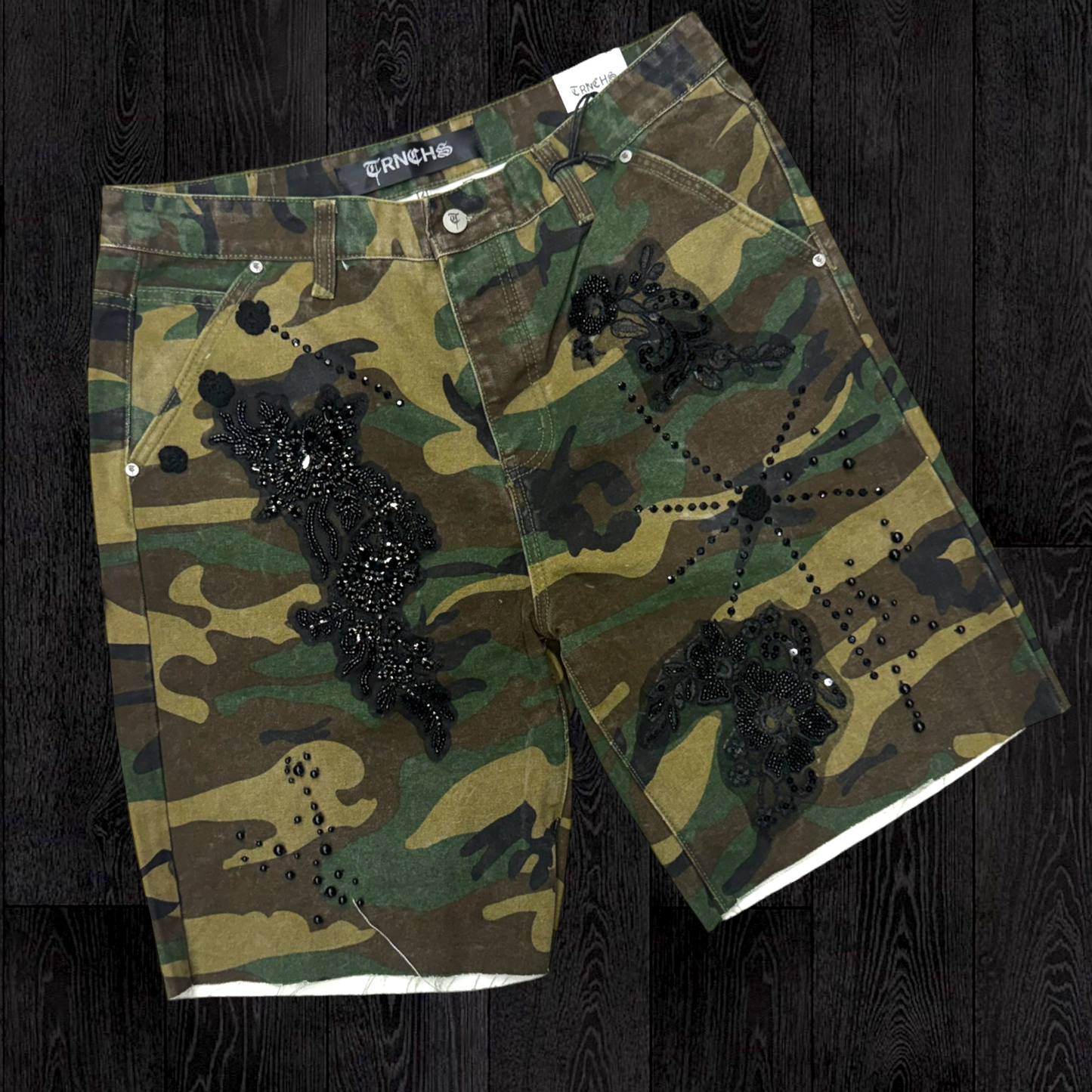 Trnchs - Stitched camo Denim Shorts - camo - 0023
