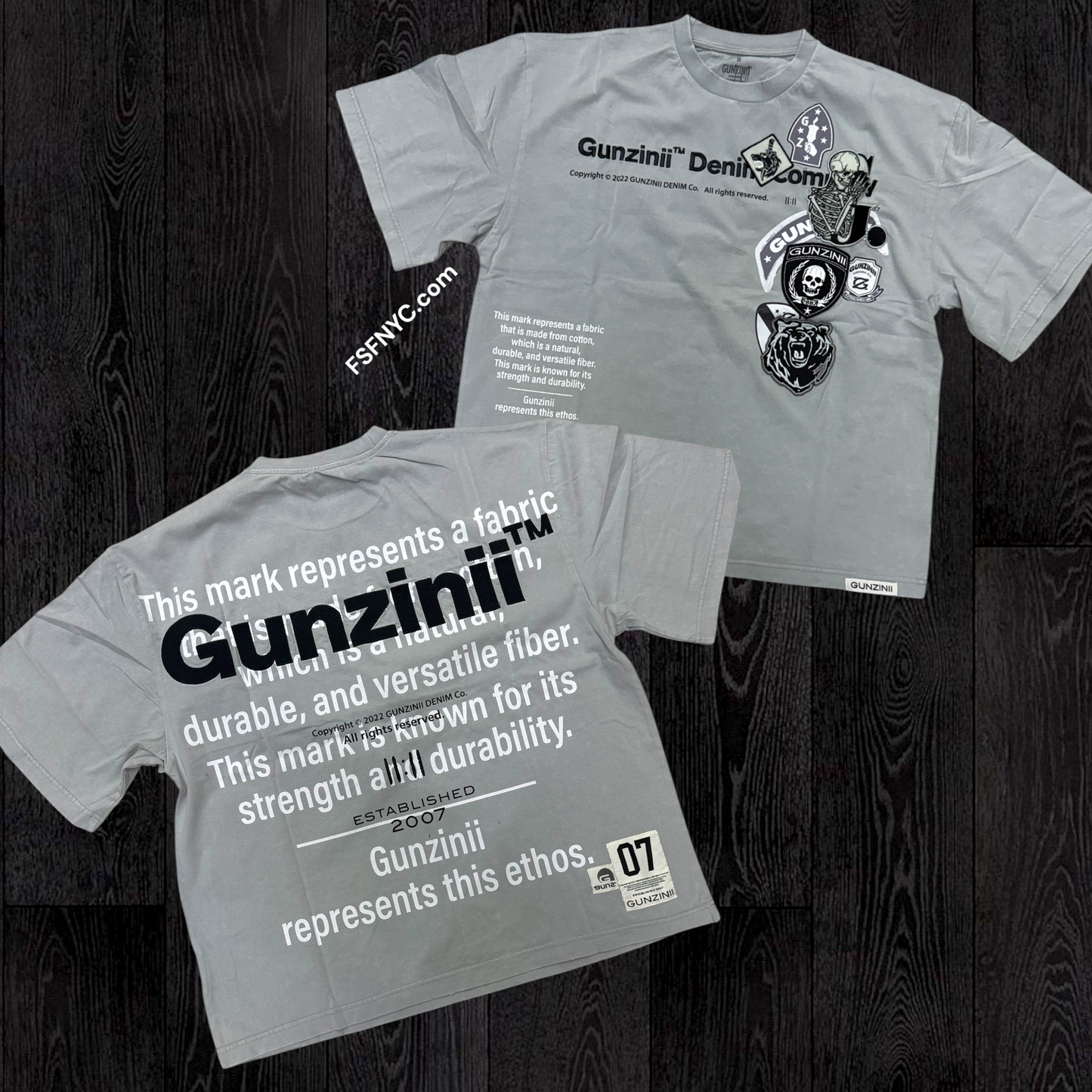 Gunzinii - Patch Work T-shirt - L.Grey - 1055