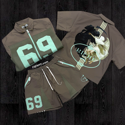 VR - Goated Windbreaker Short Set - Mocha 2054 2055