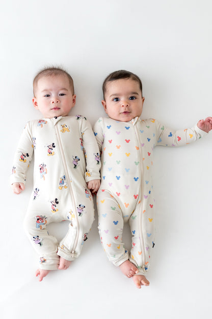 Zippered Romper in Pastel Mickey Mouse