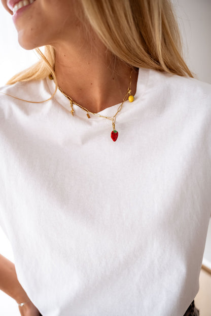 Red and Golden Strawberry Pendant