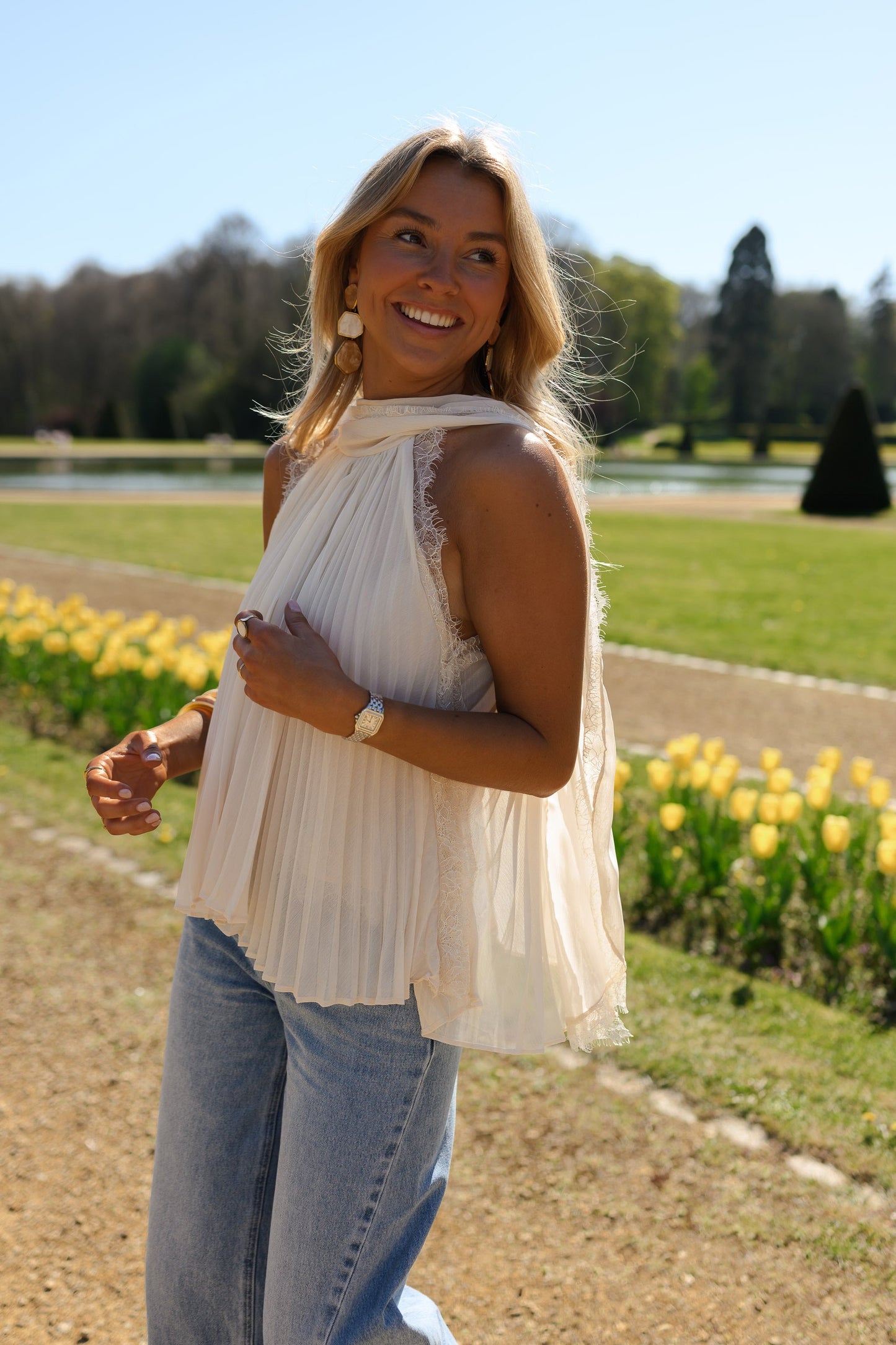 Beige Lace Nath Top