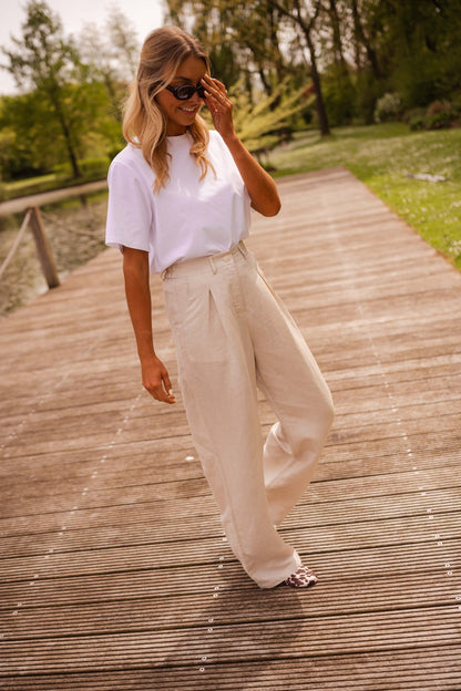 Beige Linen Romuald Pants
