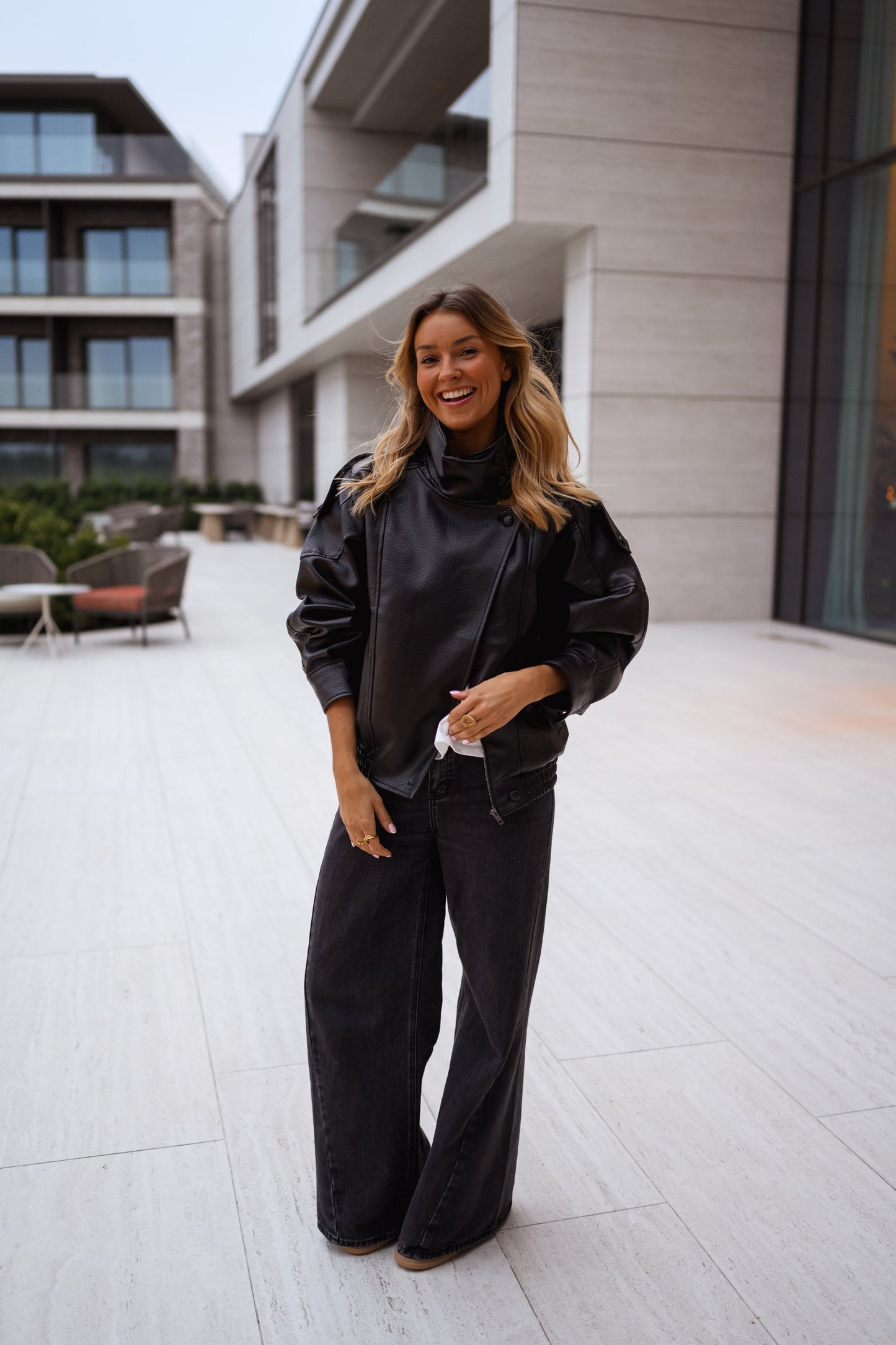 Black Faux Leather Deborah Jacket