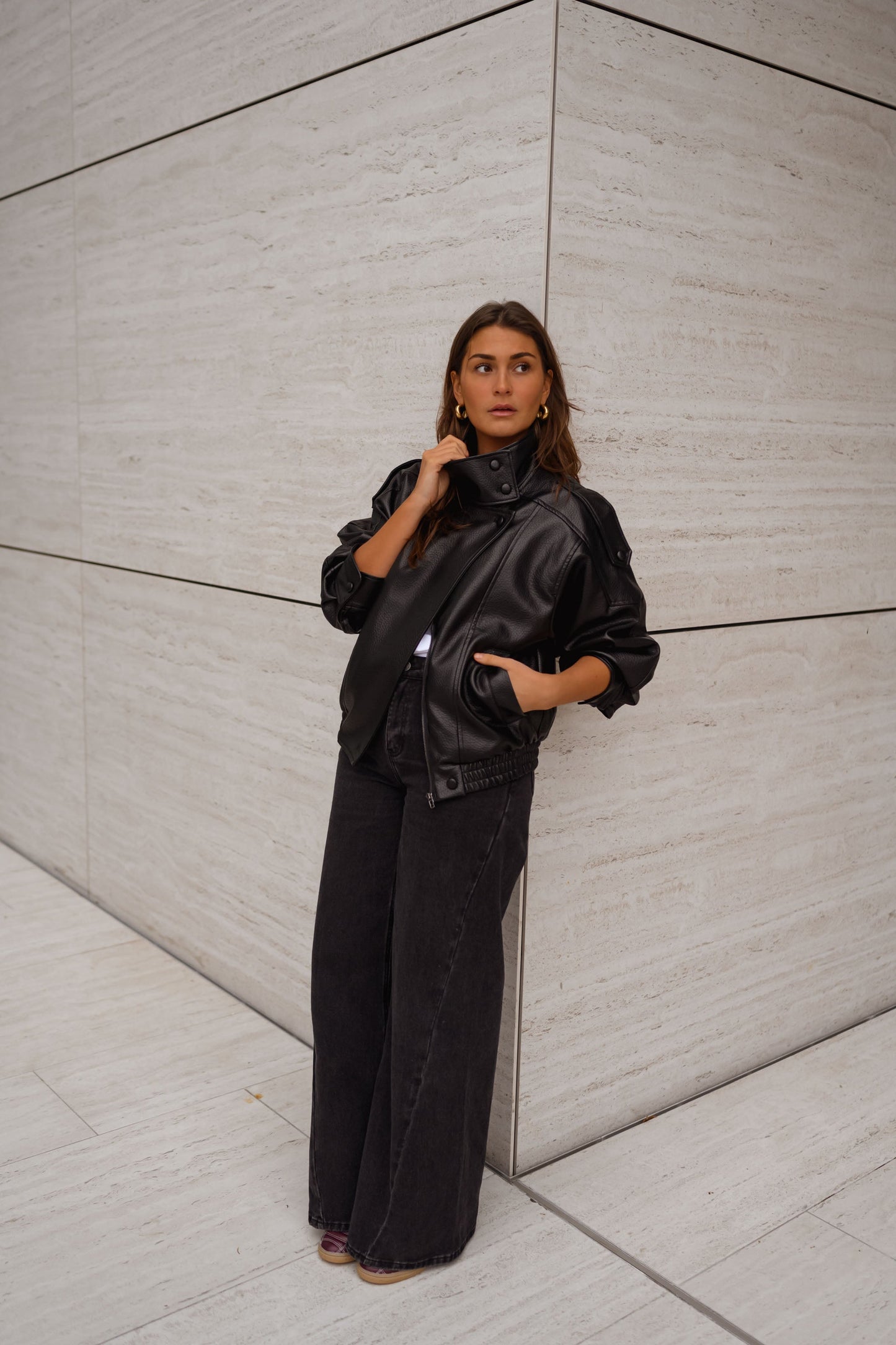 Black Faux Leather Deborah Jacket